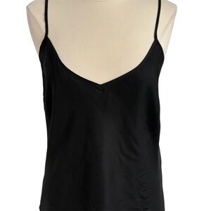 Women's Black Satin-Finish Camisole V-Neckline Slender Spaghetti Straps Size 3X
